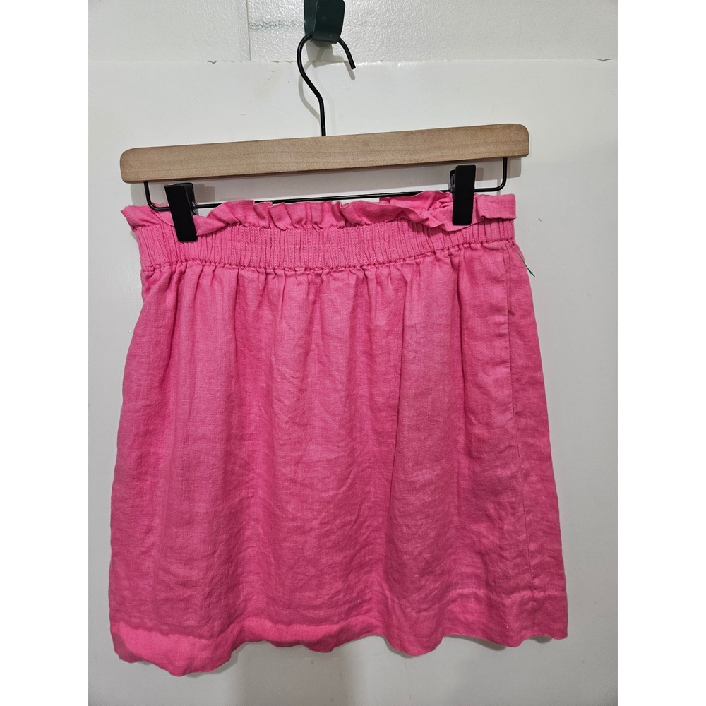 J.Crew Womens Pink 100% Linen Paperbag Waist Mini Skirt with Pockets Size 2